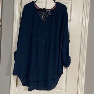 Rue 21 long sleeve dark blue button up shirt 3xl